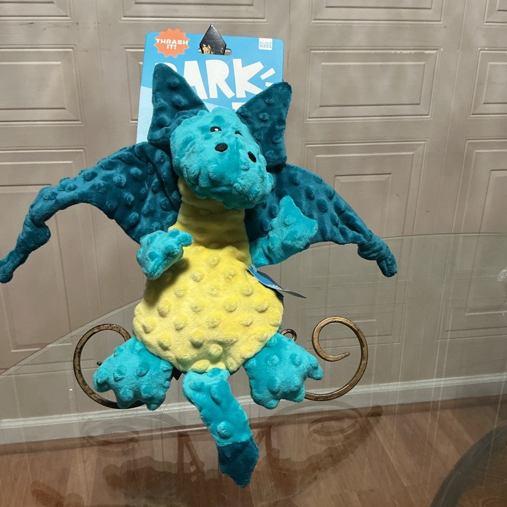 Brand New Bark Box 14” Plush Crazy Crinkle Squeaky Dragon L/XL Dogs - Picture 2 of 4
